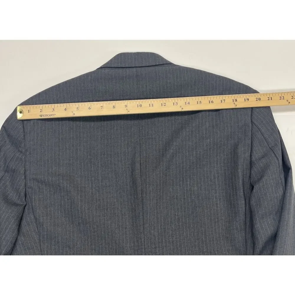 Brooks Brothers 346 Mens Dark Gray Pinstripe Wool Suit Jacket Sport Coat 44L